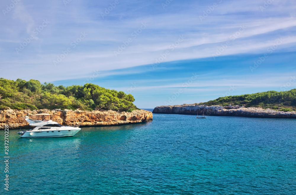 Landscape with rocks over the sea under the sky.Mallorca island