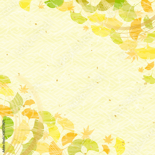 秋 銀杏 水引　和紙風テクスチャ 