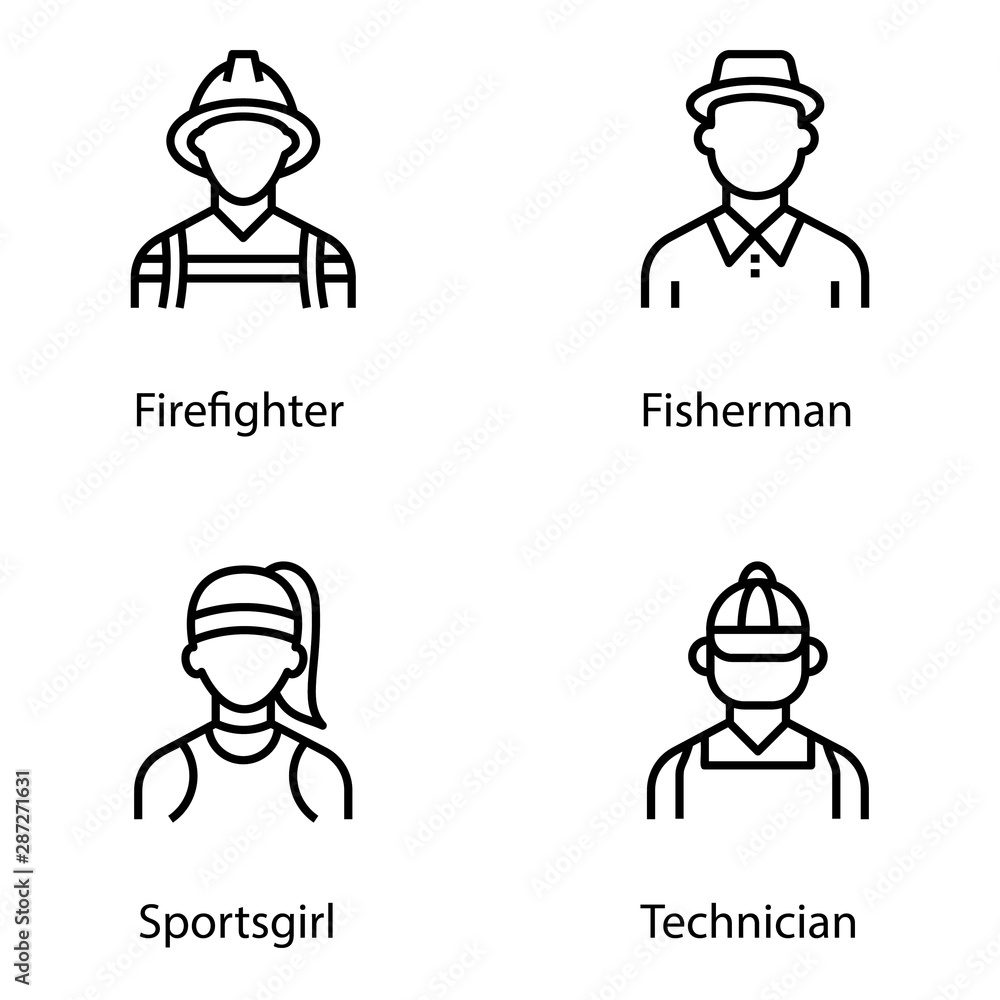 Pack of Expert Avatar Line Icons Pack of Expert Avatar Line Icons