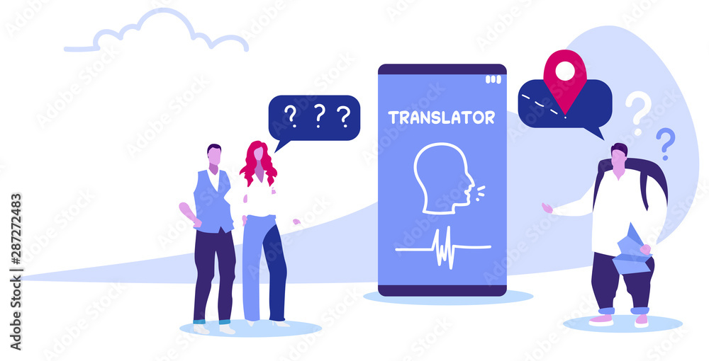 traveler with man woman couple using online translator mobile application to translate language by voice people discussing during meeting chat bubble communication concept sketch horizontal traveler with man woman couple using online translator mobile application to translate language by voice people discussing during meeting chat bubble communication concept sketch horizontal
