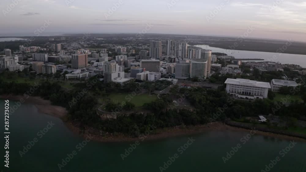 Aerial: Buildings on a Peninsula in the City of Darwin Aerial: Buildings on a Peninsula in the City of Darwin