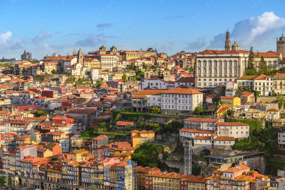 Porto Portugal city skyline at Porto Ribeira