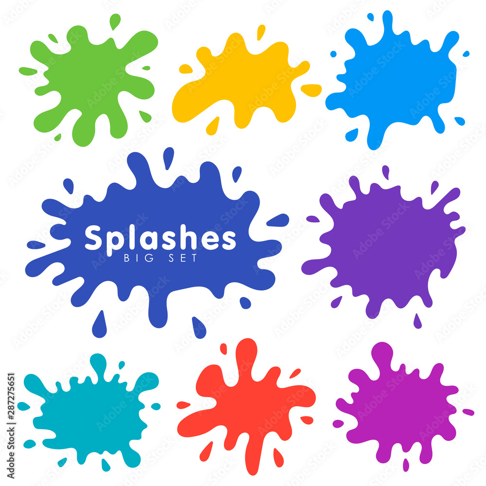 Vector set of colored blots on the white background