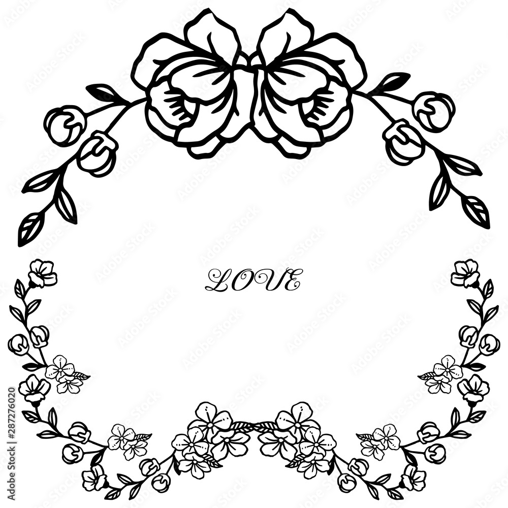 Template for elegant card love romantic, with beauty of leaf floral frame. Vector