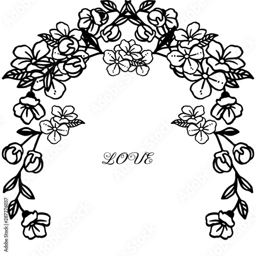 Template for elegant card love romantic  with beauty of leaf floral frame. Vector