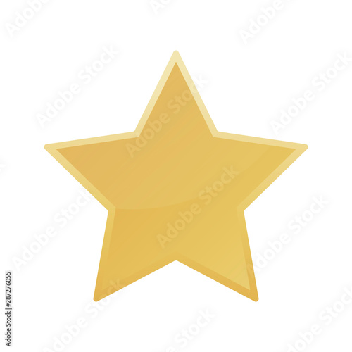 Gold colored star shape. Medal award  winning 3d elemrnts. Vector illustration