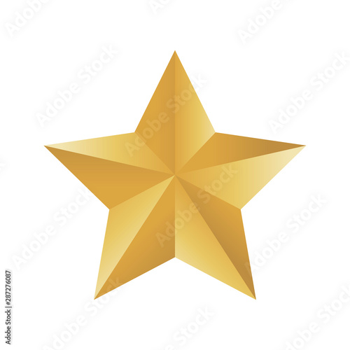 Gold colored star shape. Medal award  winning 3d elemrnts. Vector illustration