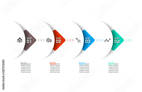 Semicircle arrow on horizontal infographics design vector graphic art.
