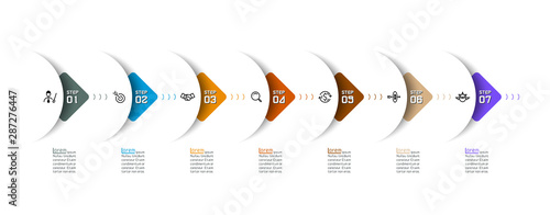 Semicircle arrow on horizontal infographics design vector graphic art.