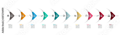 Semicircle arrow on horizontal infographics design vector graphic art.