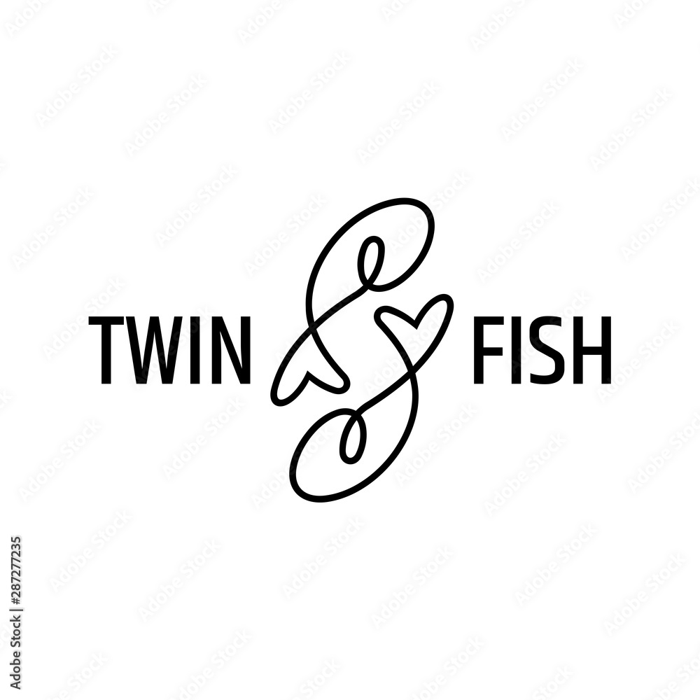 two fish logo design with line art style, modern fishing/seafood/aquatic  animals vector illustration Stock Vector | Adobe Stock