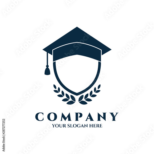 shield logo vector with graduation cap for education, school,academic,university and science, shielding symbol template