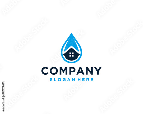 House of water plumbing logo design modern template