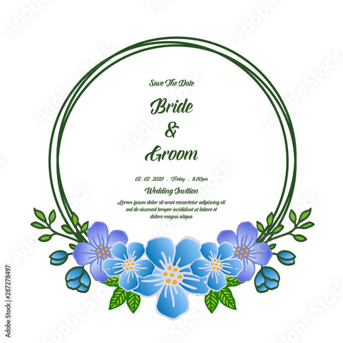 Wallpaper Mural Wedding design template for greeting card bride and groom, with nature leaves and colorful flower frame. Vector Torontodigital.ca