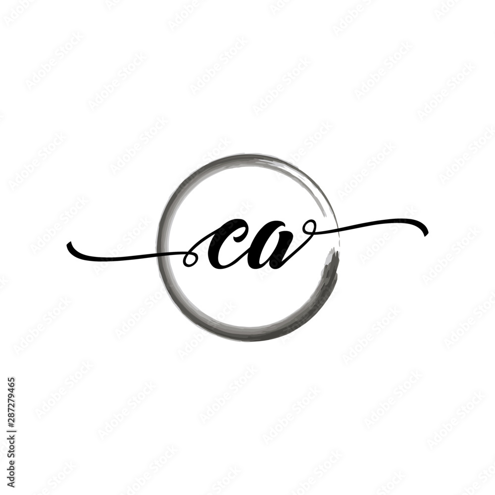CA initial handwriting logo template, round logo in watercolor color with handwritten letters in the middle. Handwritten logos are used for, weddings, fashion, jewelry, boutiques, flowers, business CA initial handwriting logo template, round logo in watercolor color with handwritten letters in the middle. Handwritten logos are used for, weddings, fashion, jewelry, boutiques, flowers, business