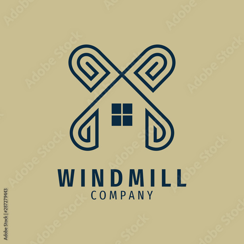 windmill logo.line art style.building construction symbol.modern design