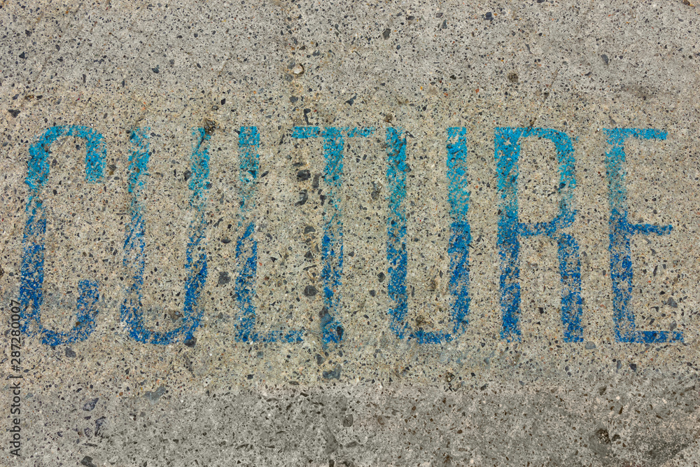 culture blue letters on a road in Gatineau, Canada culture blue letters on a road in Gatineau, Canada