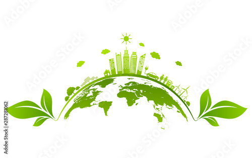 Ecology concept and Environmental  Banner design elements for sustainable energy development  Vector illustration