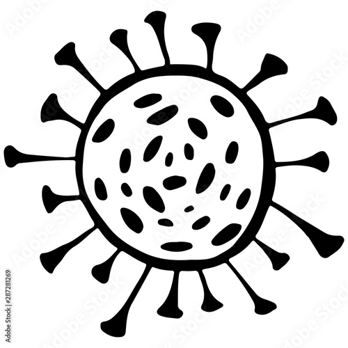 Outline microbe vector icon. Isolated black simple line element illustration from a medical concept. Editable vector stroke microbe. Virus icon. Hand drawn illustration. Virus, bacteria.