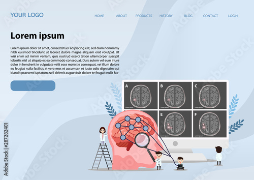 Web banner design template. Human brain stroke.