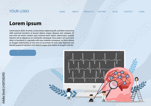 Web banner design template. Human brain stroke.