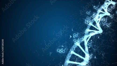 Abstract animation of digital DNA construction. Science animation. Conceptual design of genetics information.