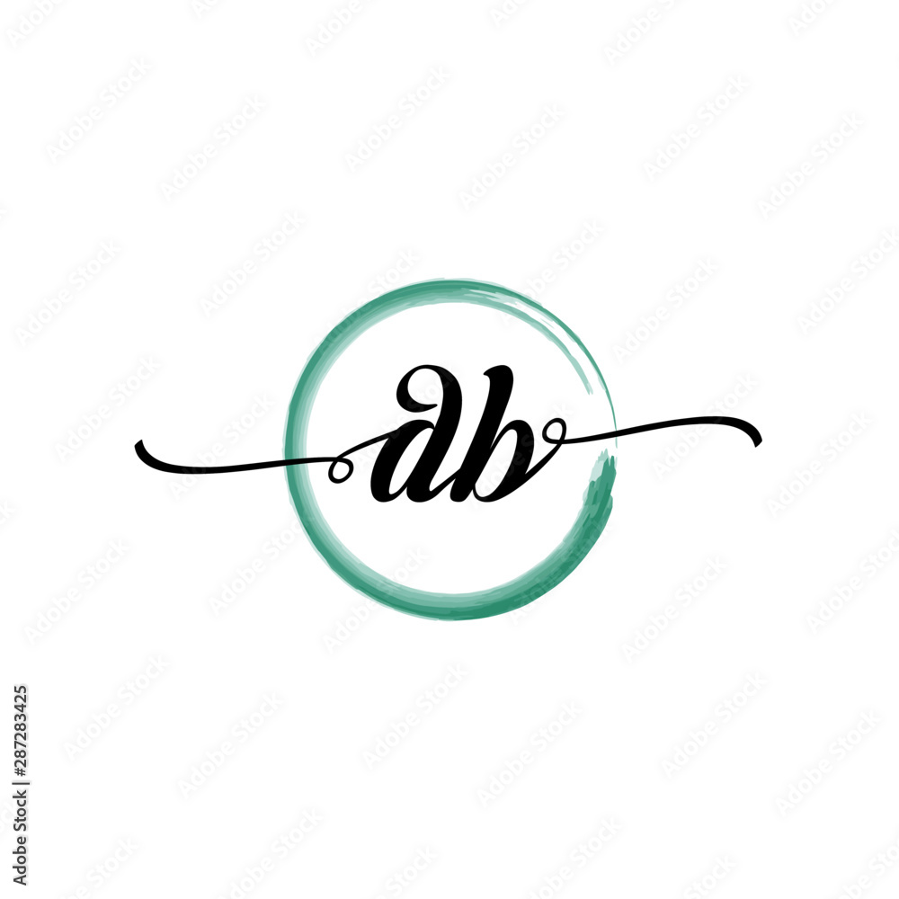 DB initial handwriting logo template. round logo in watercolor color with handwritten letters in the middle. Handwritten logos are used for, weddings, fashion, jewelry, boutiques and business DB initial handwriting logo template. round logo in watercolor color with handwritten letters in the middle. Handwritten logos are used for, weddings, fashion, jewelry, boutiques and business