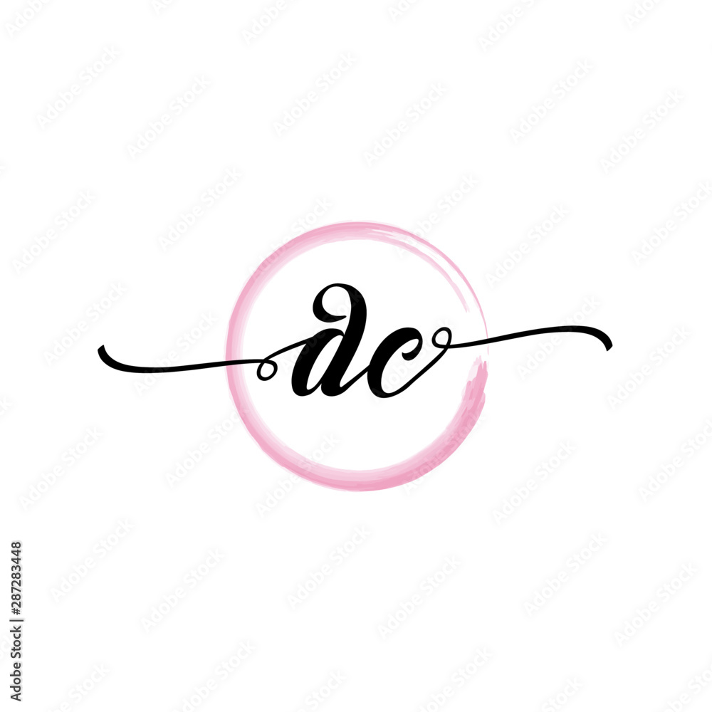 DC initial handwriting logo template. round logo in watercolor color with handwritten letters in the middle. Handwritten logos are used for, weddings, fashion, jewelry, boutiques and business DC initial handwriting logo template. round logo in watercolor color with handwritten letters in the middle. Handwritten logos are used for, weddings, fashion, jewelry, boutiques and business