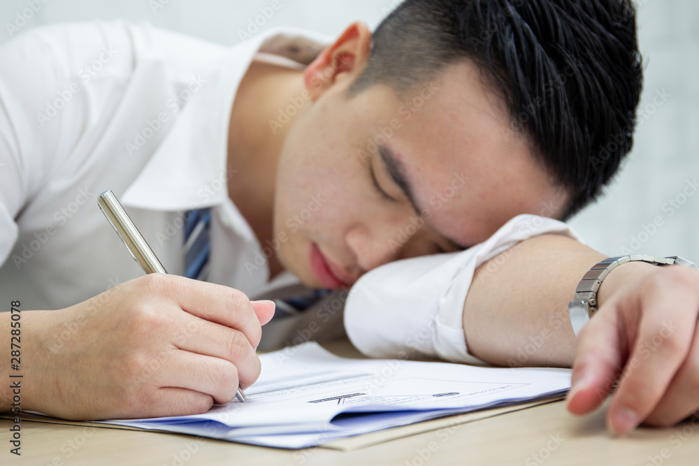Asian businessman's portrait. Workaholic and hard working people concept. Asian businessman's portrait. Workaholic and hard working people concept.