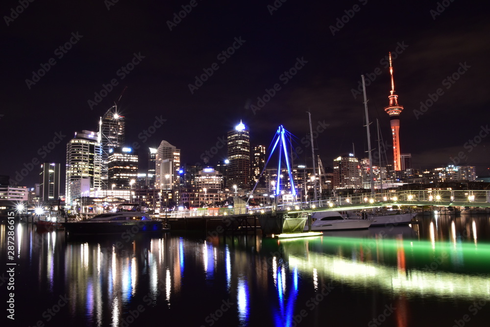 Night view of Auckland in New Zealand
