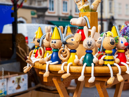 Ljubljana, Slovenia, August 5, 2019. traditional Sunday fair. Traditional Slovenian souvenirs on the counter