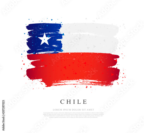 Chile flag. Brush strokes are drawn by hand. Independence Day.