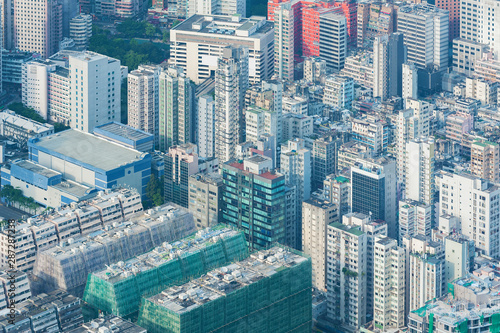 Aerial view of downtown of Hong Kong City