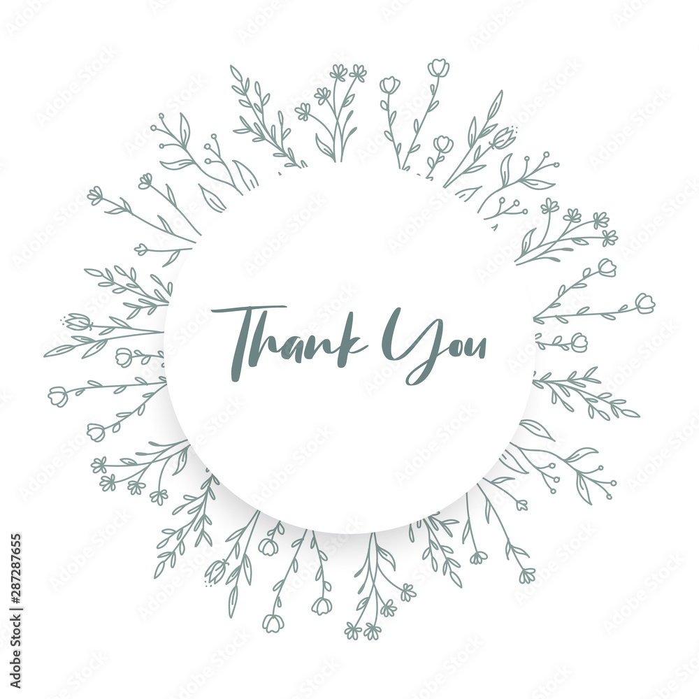thank you card with circle leaf ornament
