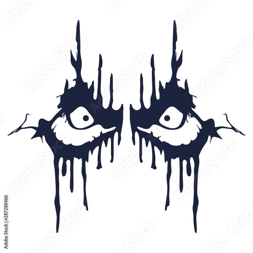 Demonic ugly face. Devil character. Demon or monster eyes.