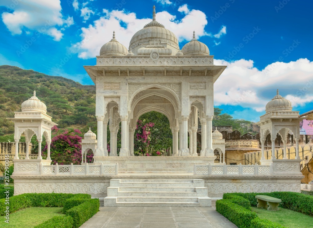 Chhatri of Gaitor, cenotaph for the royal family, Jaipur, Rajasthan, India,