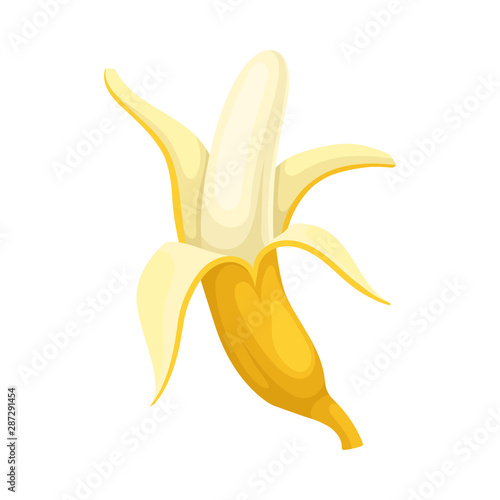 Banana half peeled. Vector illustration on a white background.