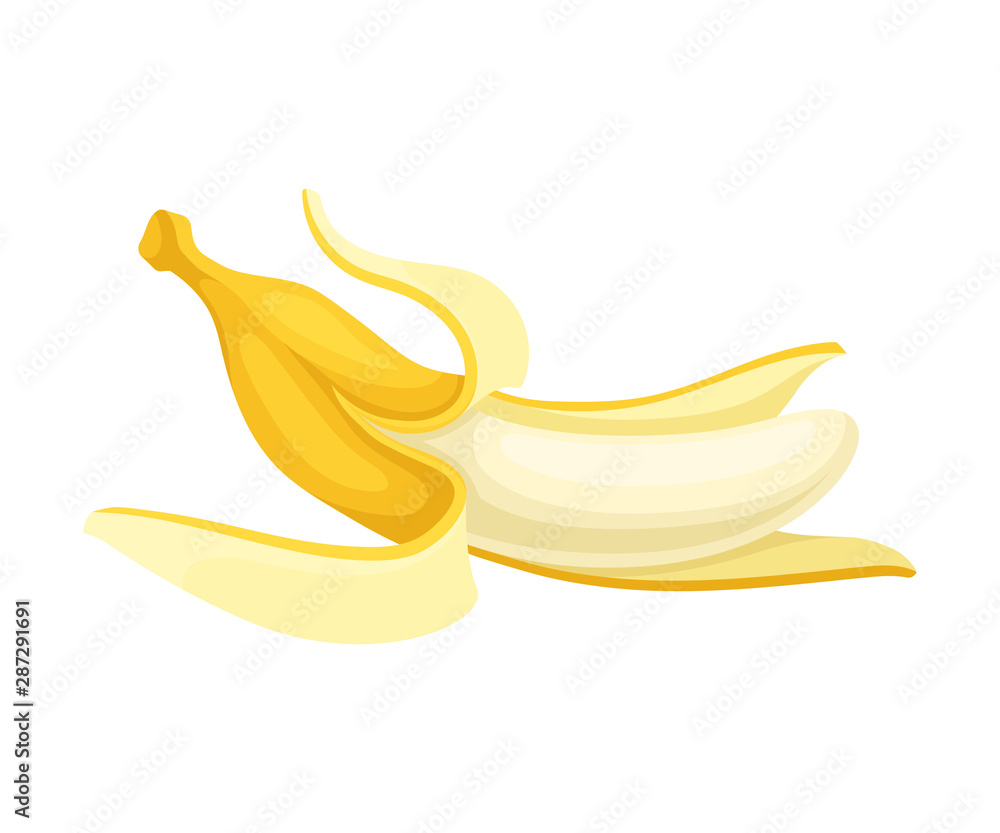 Peeled banana. Vector illustration on a white background.