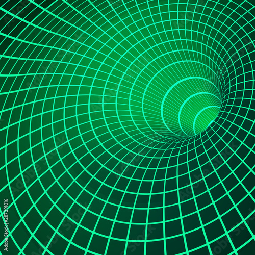 Digital visualisation Wormhole. Singularity and event horizon - warp space and time. Vector illustration