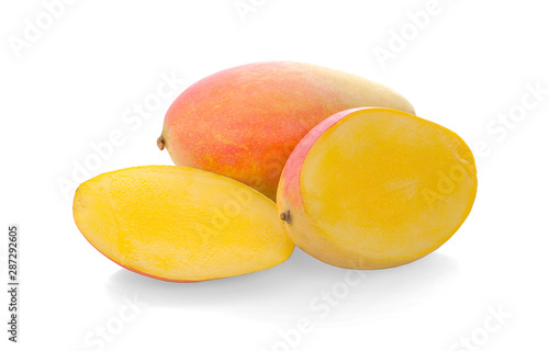 Ripe mango isolated on white Clipping Path