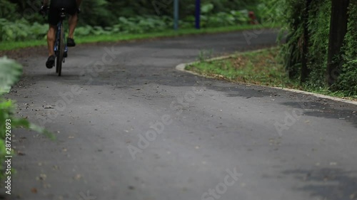 Wallpaper Mural Legs of male cyclist riding bike on tropical rainforest trail Torontodigital.ca