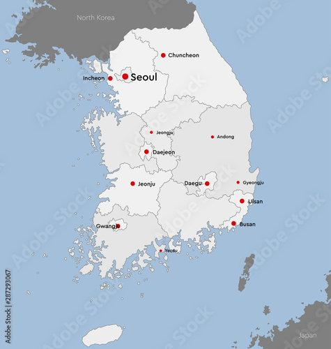 South Korea country map background vector template