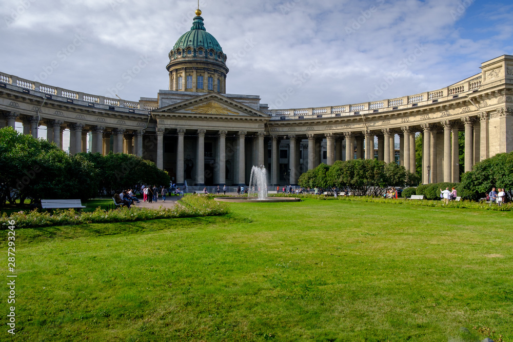 Kazan Cathedral or Cathedral of Our Lady of Kazan in summer