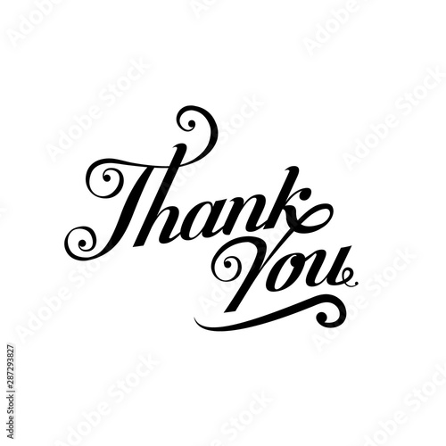Thank You black handwritten inscription isolated on white. Thank you card Dark brush pen lettering design. Ink Vector illustration.