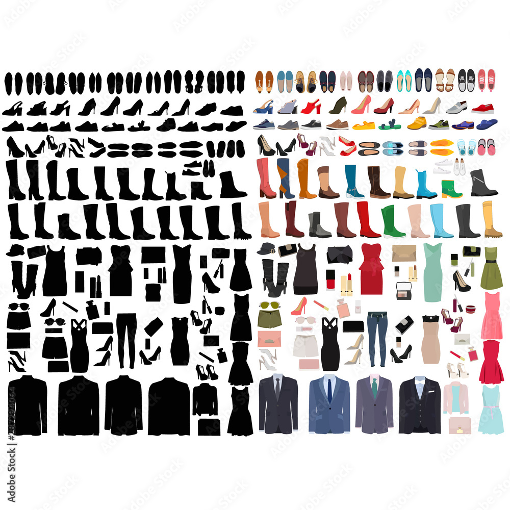 vector, isolated, set, fashion clothes collection vector, isolated, set, fashion clothes collection
