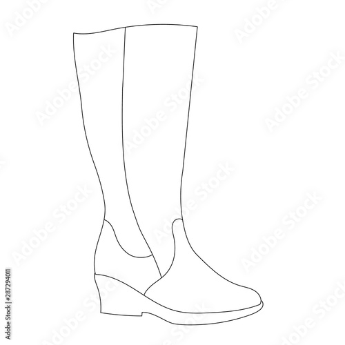  isolated, icon, outline female boot, simple