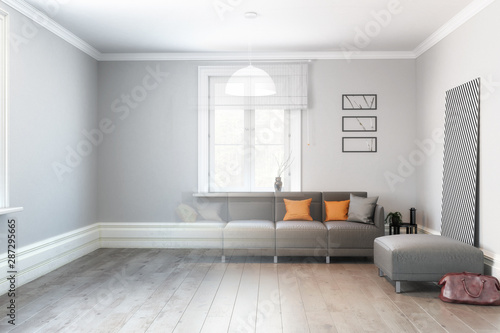 Sofa im Wohnzimmer  Konzeption  - 3d Visualisierung