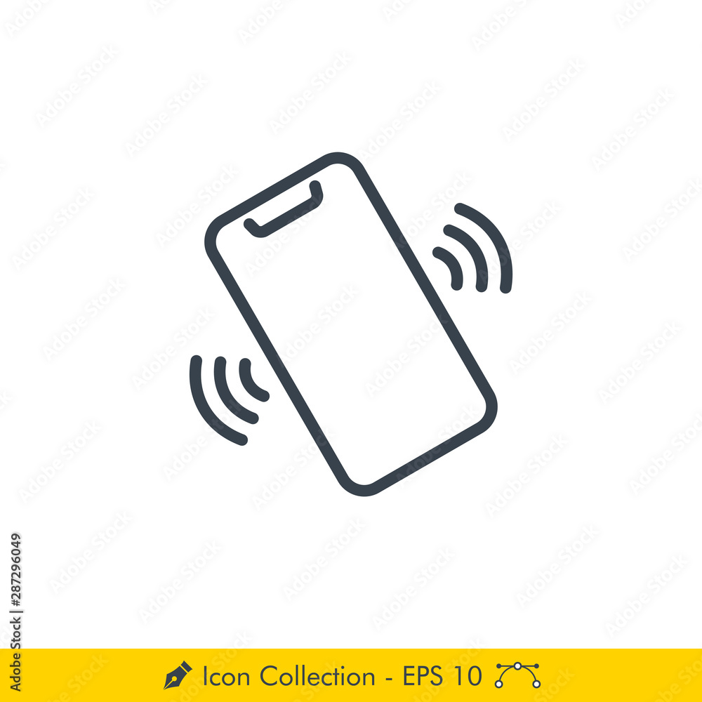 Vibrate Phone Icon / Vector - In Line / Stroke Design Vibrate Phone Icon / Vector - In Line / Stroke Design