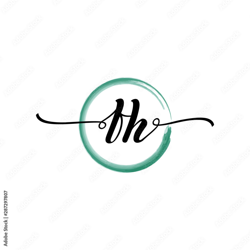 FH initial handwriting logo template. round logo in watercolor color with handwritten letters in the middle. Handwritten logos are used for, weddings, fashion, jewelry, boutiques and business FH initial handwriting logo template. round logo in watercolor color with handwritten letters in the middle. Handwritten logos are used for, weddings, fashion, jewelry, boutiques and business