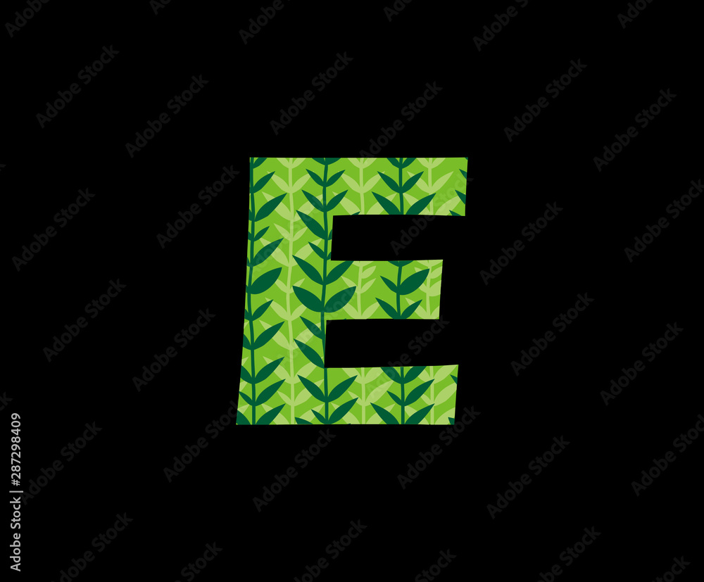 Green Nature E Letter Logo Icon, Green Grass Letter E Icon.